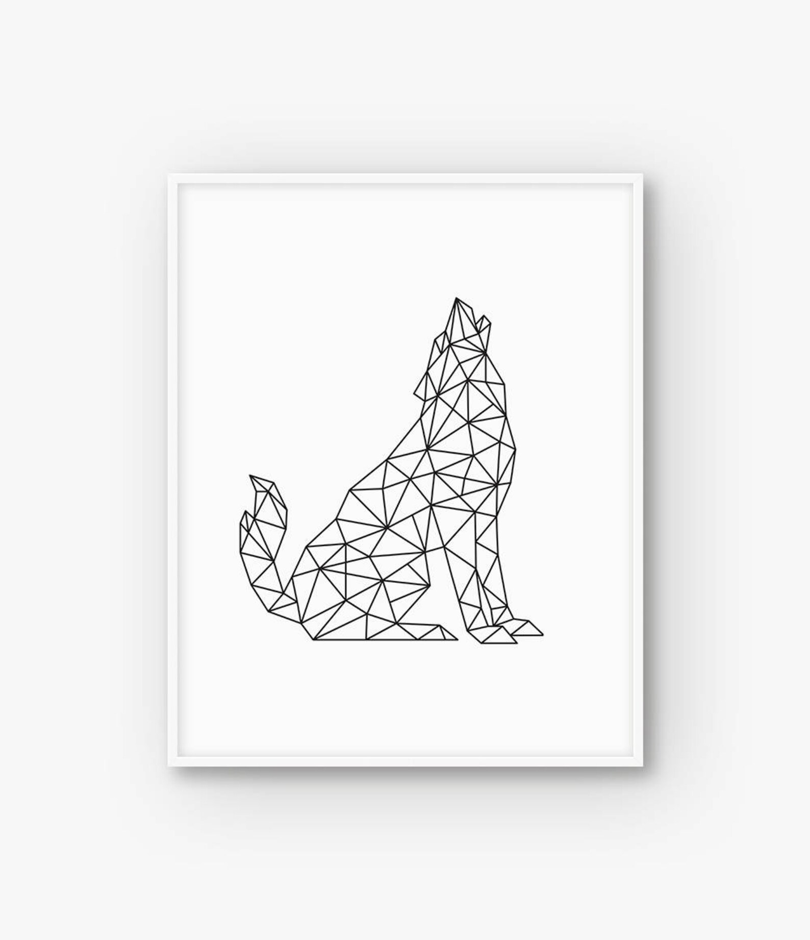 Geometric Wolf Print Geometry Animal Wall Art Modern Etsy