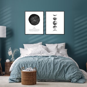 Taurus Print, Taurus Constellation, Taurus Zodiac Sign Poster, Taurus Wall Art, Taurus Gift, Zodiac Constellation, Astrology Black and White image 2