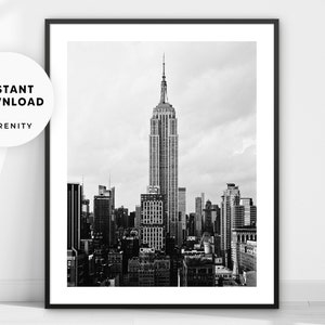 Manhattan Print, New York City Poster, Manhattan Photography Print, Black and White Photo Wall Art, NYC Poster, Printable Art, Digital Print image 1