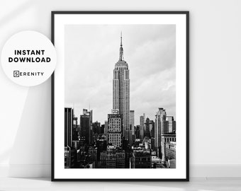 Manhattan Print, New York City Poster, Manhattan Photography Print, Black and White Photo Wall Art, NYC Poster, Printable Art, Digital Print