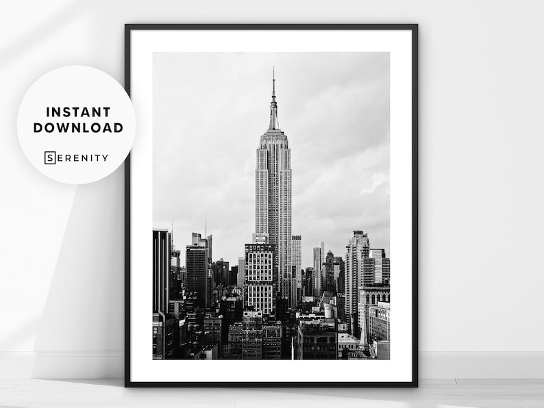 Manhattan Print, New York City Poster, Manhattan Photography Print, Black and White Photo Wall Art, NYC Poster, Printable Art, Digital Print image 1