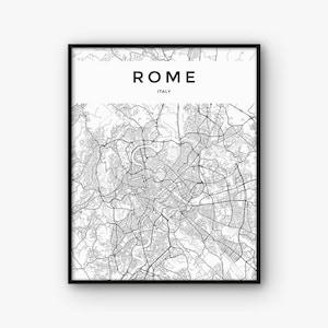 Rome Map Print, Rome Print, Italy Print, Rome Poster, Rome Decor, Italy Poster, Rome Wall Art, Rome Printable Map, Black and White Map image 1