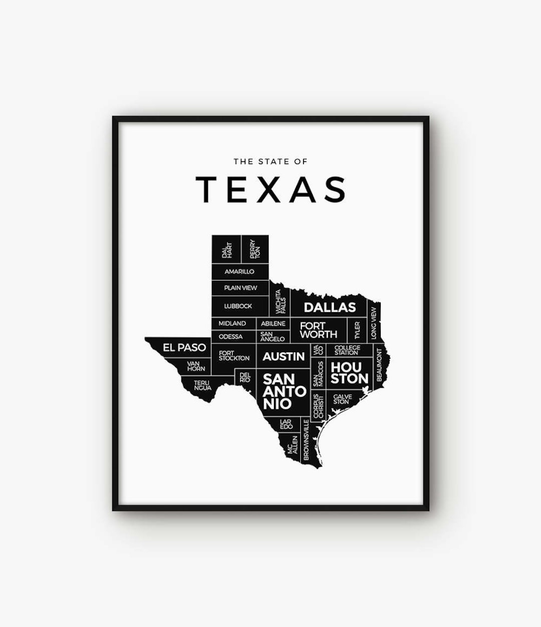 Texas Map, Texas Print, Texas Poster, Texas State, Texas Art, 5x7 Print