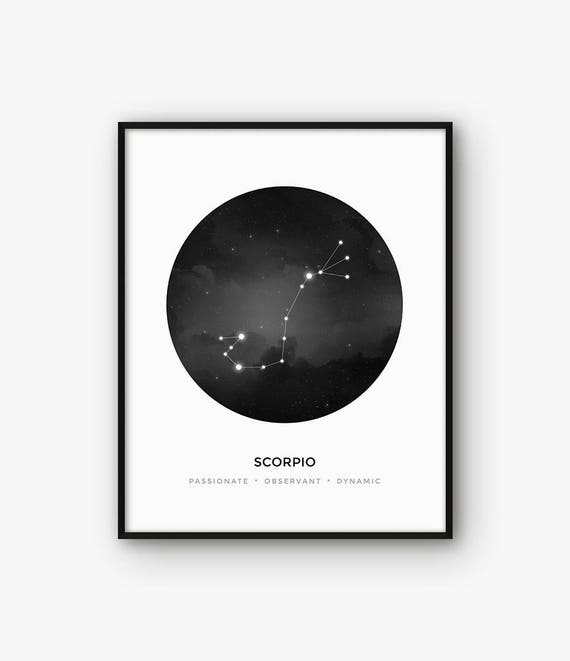 Scorpio Zodiac Wall Art Scorpion Constellation Print Etsy