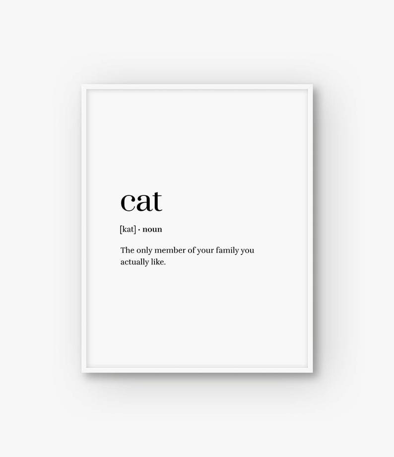 Cat Print Cat Poster Cat Definition Print Word Definition Etsy