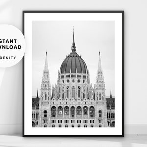 Budapest Travel Poster, Hungary Photography Print, Parliament Photo Architecture Wall Art, Living Room Decor, Digital Download