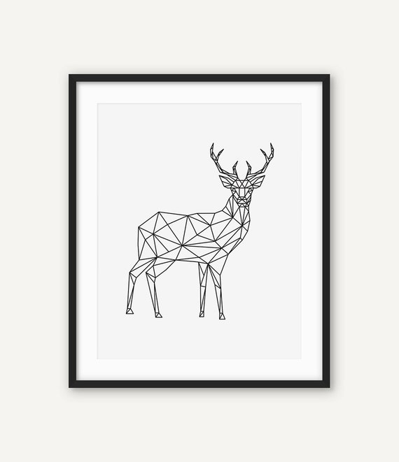 Cerf De Noel Imprimer Cerf Geometrique Wall Art Origami Etsy