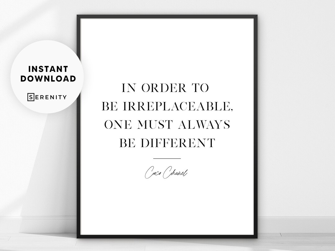 Coco Chanel Quote Wall Art Fashion Quote Print Iconic Quote Etsy