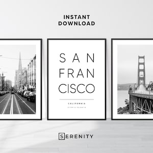 San Francisco Print Set, Photography Wall Art Gallery, Architecture Poster Set, Printable Digital Download