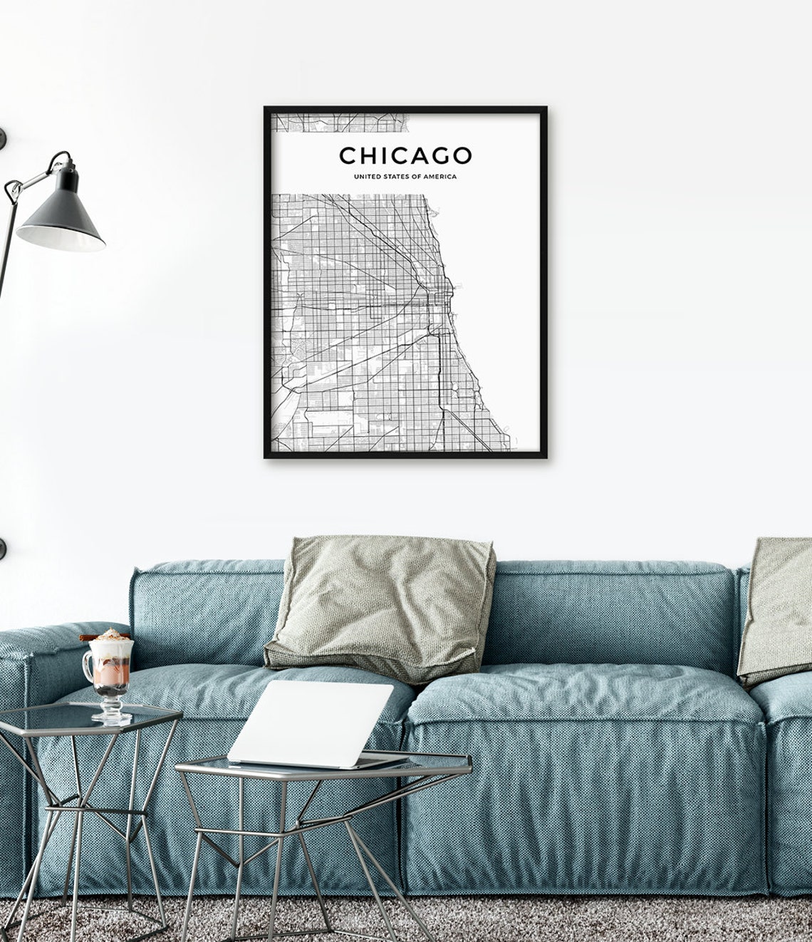Chicago Map Print Chicago Print Black and White Chicago Wall | Etsy