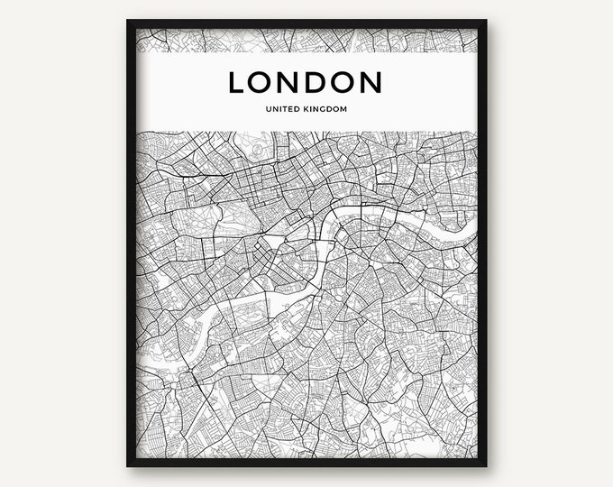 London Map Print, London Poster, London Wall Art, London City Map ...