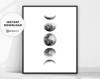 Moon Phases Print, Moon Print, Moon Poster, La Lune Print, Luna Print, Scandinavian Print, Moon Wall Art, Affiche Scandinave, Nordic Print