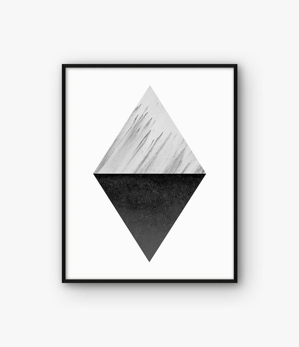 Black and White Abstract Art Geometric Print Triangles Wall Etsy