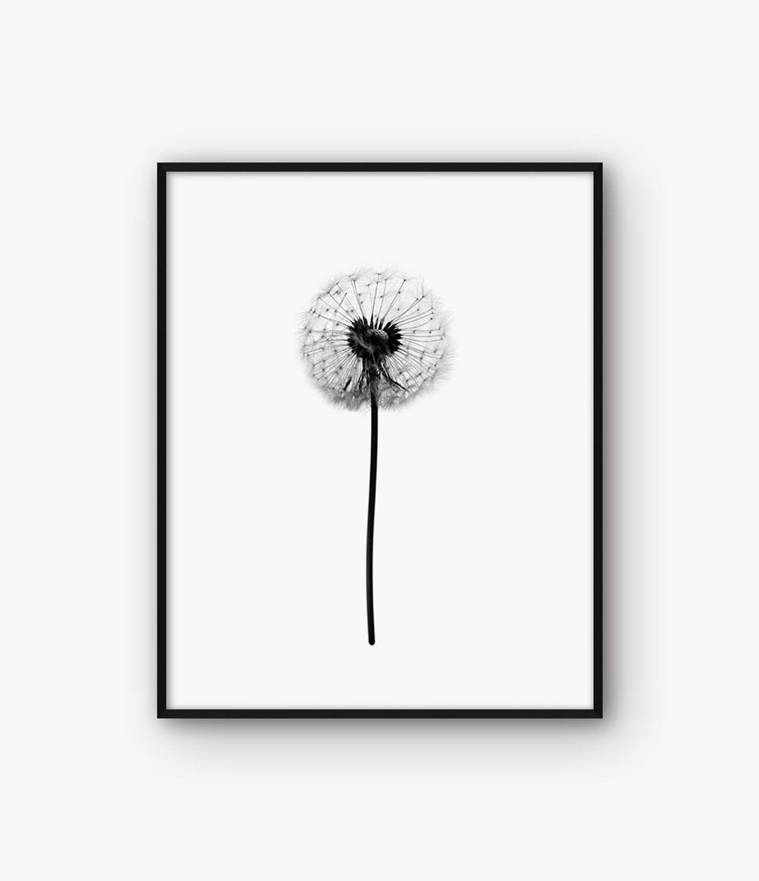 Dandelion Print, Dandelion Wall Art, Black and White Dandelion Poster