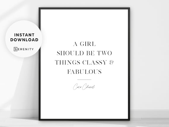 Fashion Quote Coco Chanel Wall Art. Fashion Girl Downloadable 