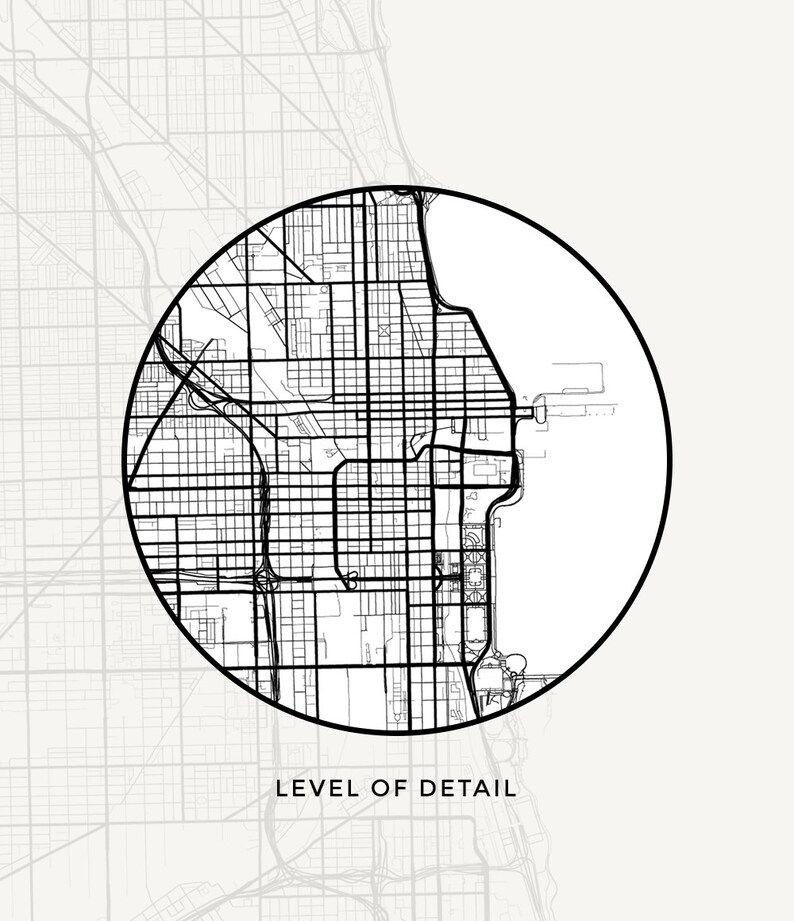 Chicago Map Print Chicago Print Black and White Chicago Wall | Etsy