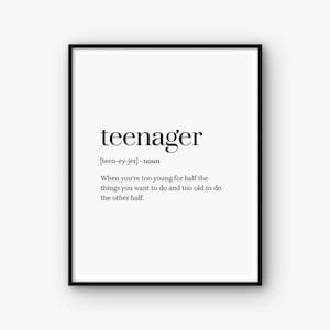 Teen Print, Teenager Print, Teen Poster, Teenager Poster, Funny Print ...