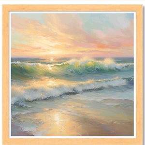 Serene Pazifikküste Sonnenuntergang Poster Kunst - AI-generierte Alla Prima Meerlandschaft