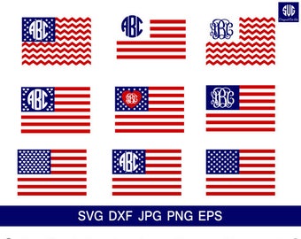 USA Flag SVG, 4th of July Monogram, American Flag SVG, Patriotic Monogram svg, United States svg,for CriCut Silhouette svg jpg png dxf