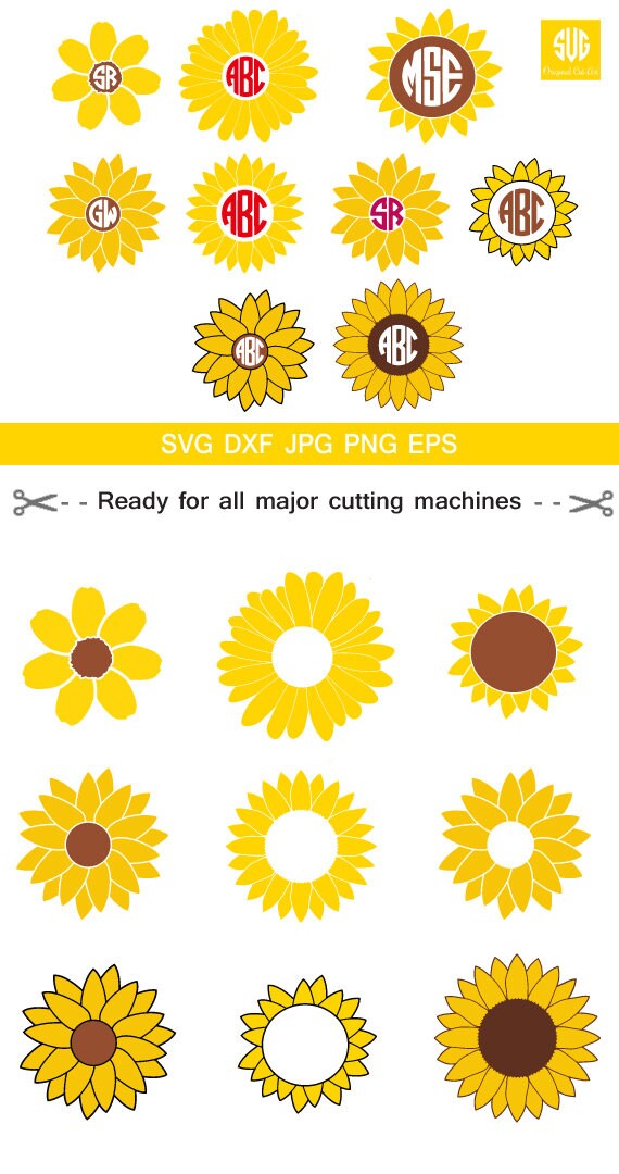 Download Sunflower SVG Sunflower Monogram SVG SVG Files Flower | Etsy