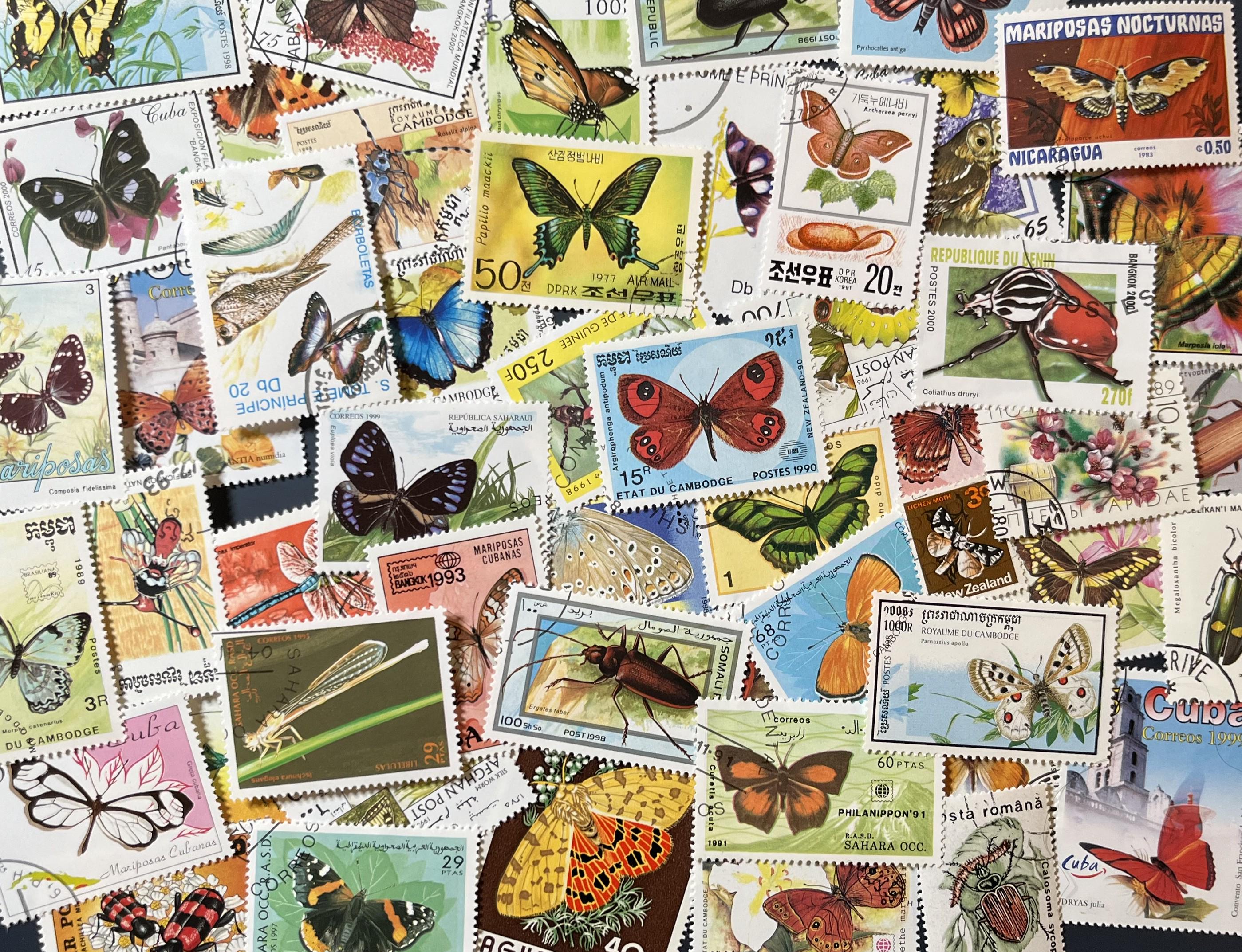 N099 - 50 Different Butterfly & Insect Stamps | Worldwide Stamps ...