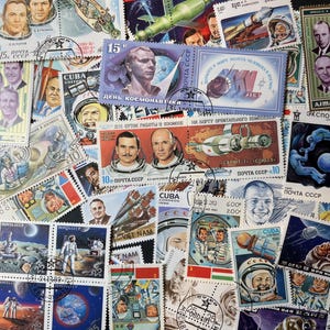 N027 - 50 Different Astronauts & Space Stamps | Worldwide Stamps | Scrapbooking, Junk Journal, collages | Stamp collecting