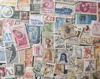 N086 - 73 Different Brazil Stamps | Foreign Stamps | Scrapbooking, Junk Journal, collages | Stamp collecting