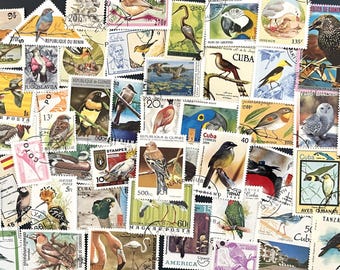 N114 - 50 Different Bird Stamps CTO | Worldwide Stamps | Scrapbooking, Junk Journal | Stamp collecting