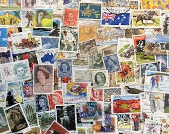 N073 - 100 Different Australia Used Stamps | Foreign Stamps | Scrapbooking, Junk Journal, collages | Stamp collecting