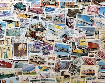 N112 - 100 Different Transportation Stamps | Worldwide Stamps | Scrapbooking, Junk Journal, collages | Stamp collecting