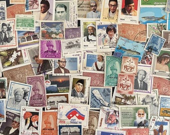 N092 - 70 Different Stamps from Nepal | Foreign Stamps | Scrapbooking, Junk Journal, collages | Stamp collecting