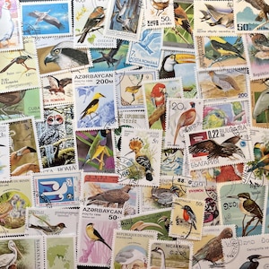 N070 - 50 Different Bird Stamps | Worldwide Stamps | Scrapbooking, Junk Journal | Stamp collecting