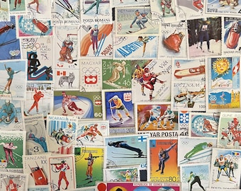 N090 - 50 Different Winter Olympics 2 Stamps | Worldwide Stamps | Scrapbooking, Junk Journal, collages | Stamp collecting