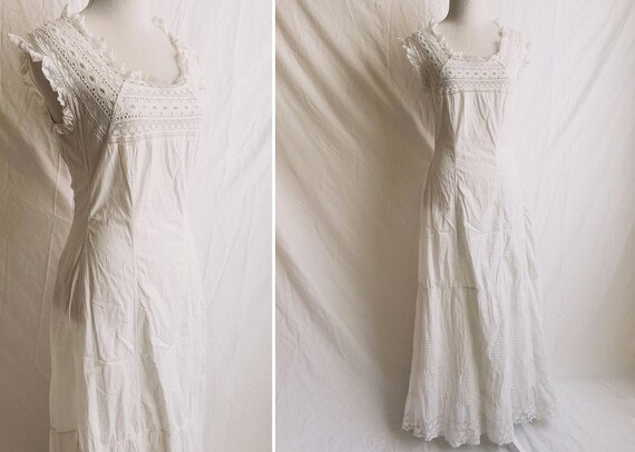 Edwardian Ruffle Trim Sleeveless Broderie Anglaise