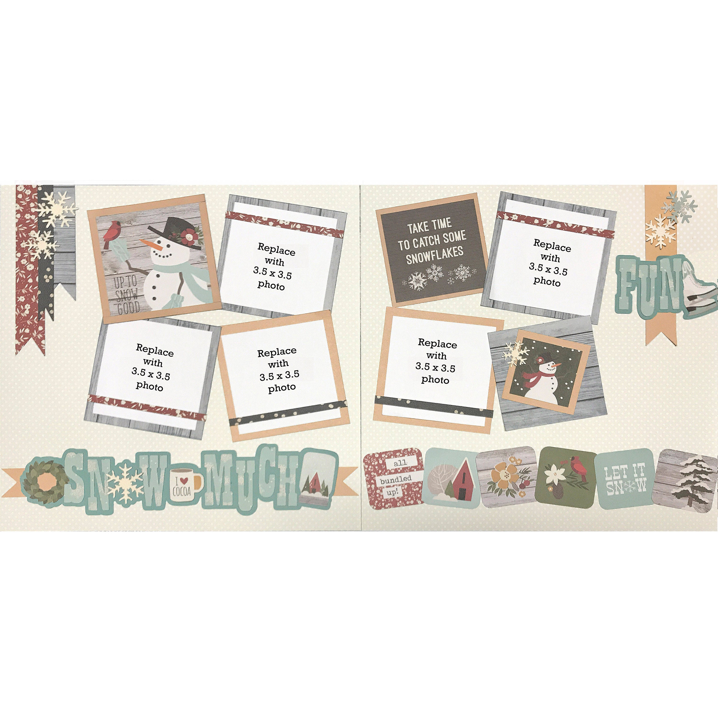 Snow Much Fun 12x12 Scrapbook Page Layout Kit, Precut Scrapbooking Page ...