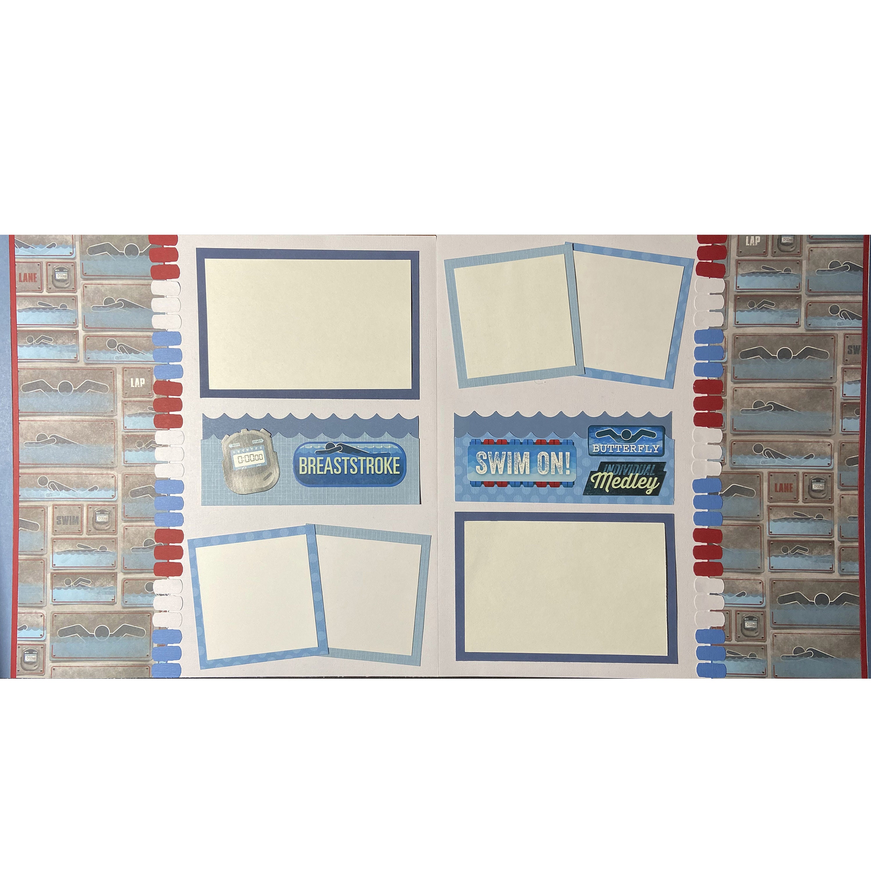 Swim on 12x12 Scrapbook Page Layout Kit, Precut Scrapbooking Page Kit ...