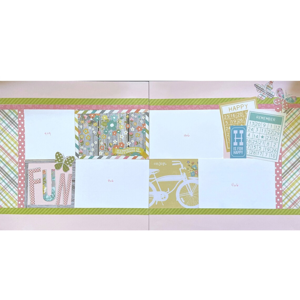 Cute 12x12 Scrapbook Page Layout Kit, Precut Scrapbooking Page Kit ...