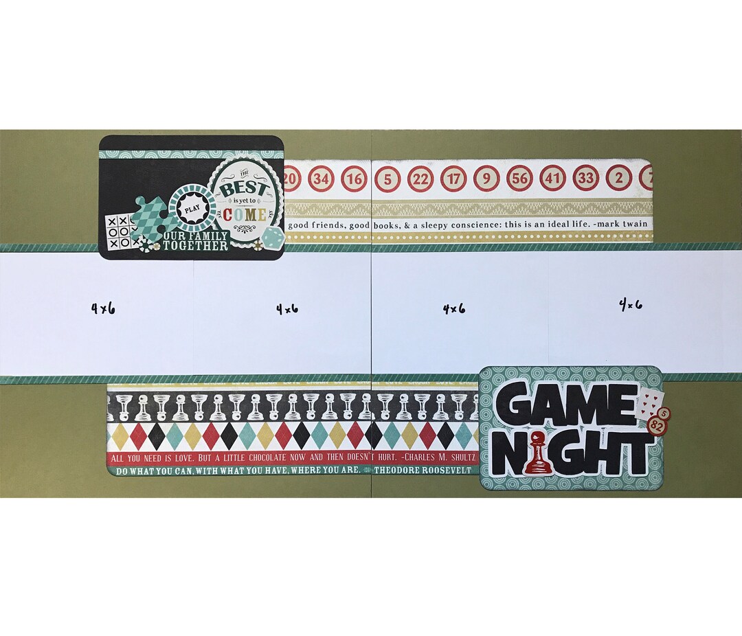 Game Night 12x12 Scrapbook Page Layout Kit Precut - Etsy