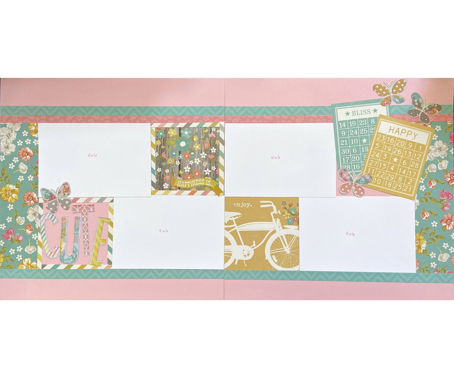 Cute 12x12 Scrapbook Page Layout Kit Precut Scrapbooking Page - Etsy