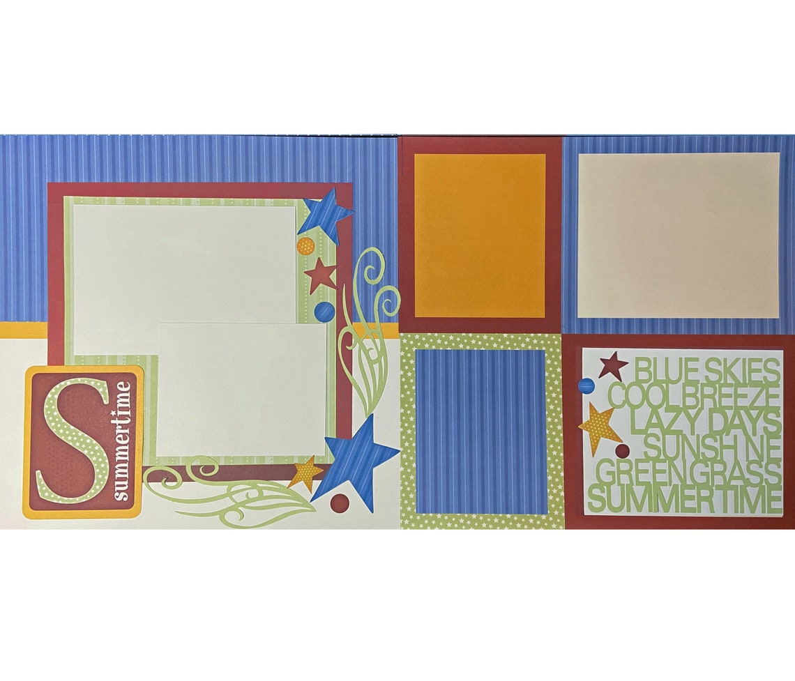 Summertime 12x12 Scrapbook Page Layout Kit Precut - Etsy