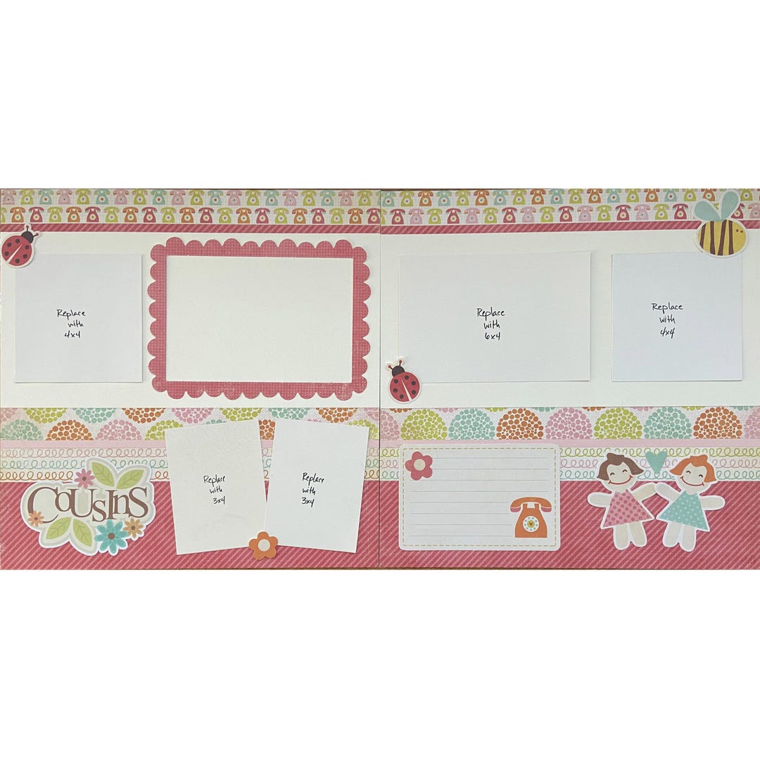 Cousins 12x12 Scrapbook Page Layout Kit, Precut Scrapbooking Page Kit ...