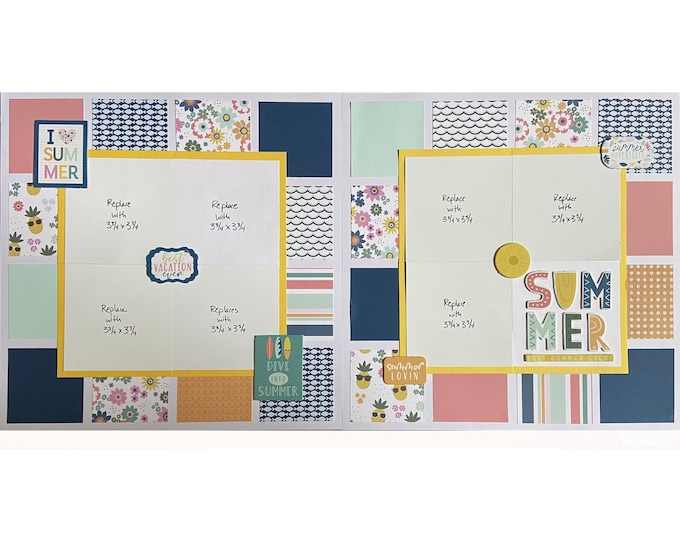 Summertime 12x12 Scrapbook Page Layout Kit, Precut Scrapbooking Page ...