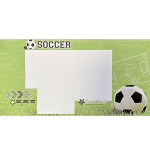 Soccer 12x12 Scrapbook Page Layout Kit, Precut Scrapbooking Page Kit, Scrapbook Kit, Page Kit, Scrapbook Page Goal, Kick, Score (#190)