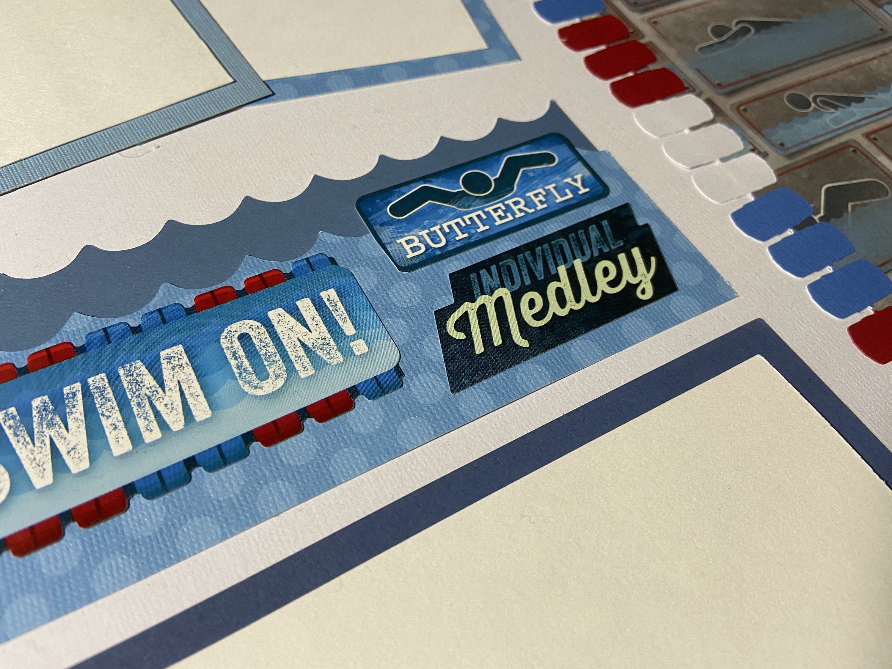 Swim on 12x12 Scrapbook Page Layout Kit, Precut Scrapbooking Page Kit ...