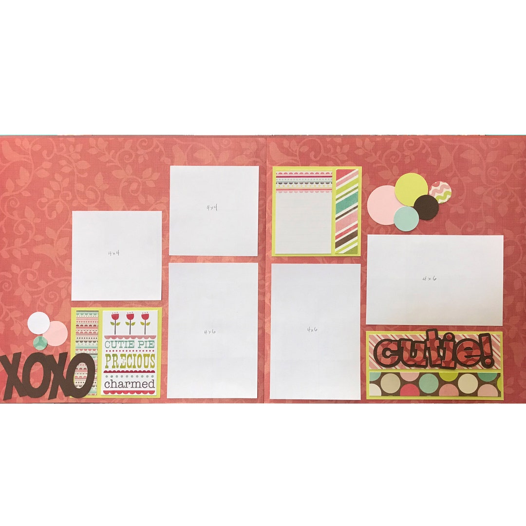 Cutie Pie 12x12 Scrapbook Page Layout Kit, Precut Scrapbooking Page Kit ...