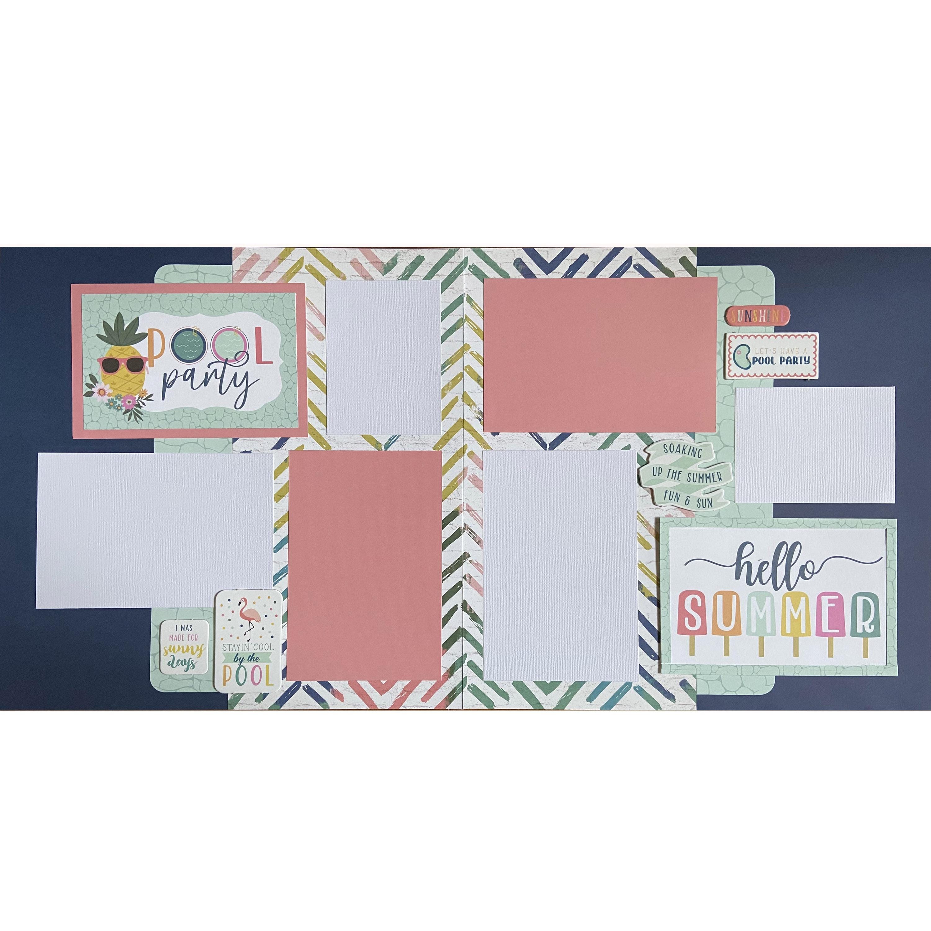 Pool Party 12x12 Scrapbook Page Layout Kit, Precut Scrapbooking Page ...