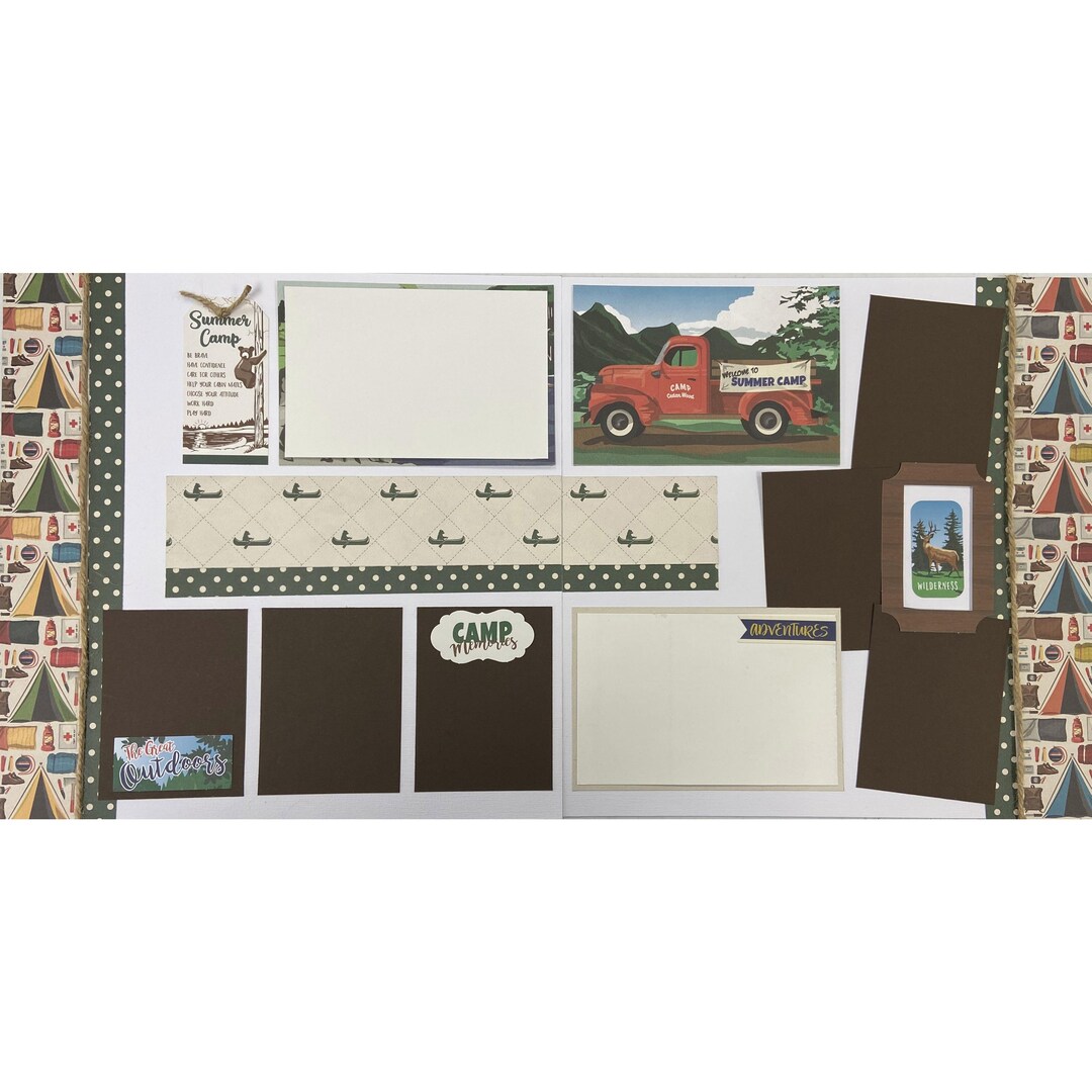 Camp Memories 12x12 Scrapbook Page Layout Kit, Precut or Assembled ...