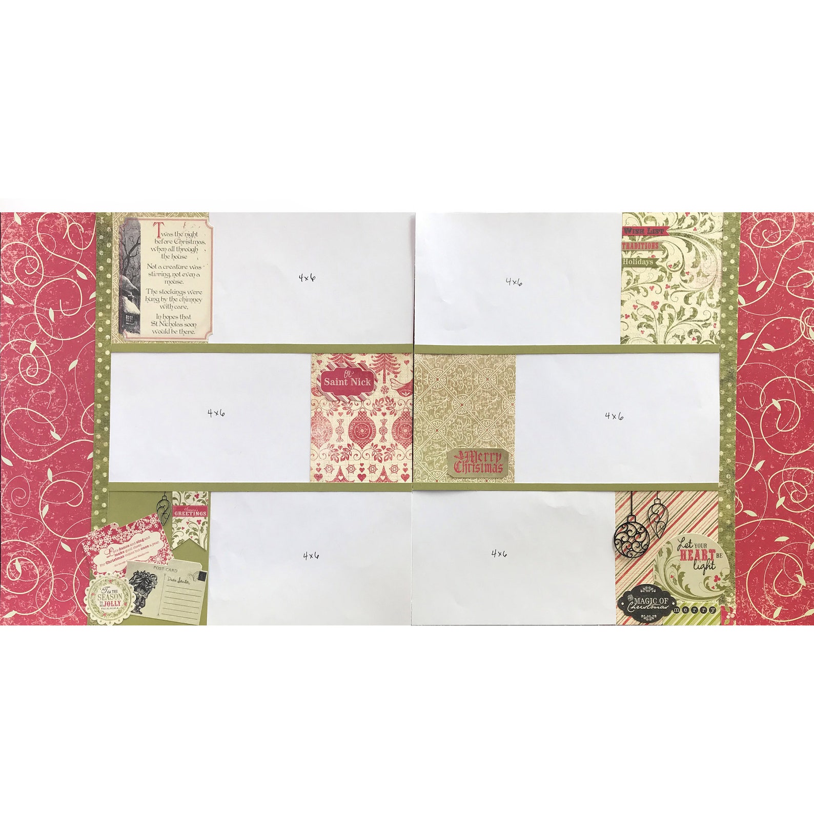 Twas the Night 12x12 Scrapbook Page Layout Kit, Precut Scrapbooking ...