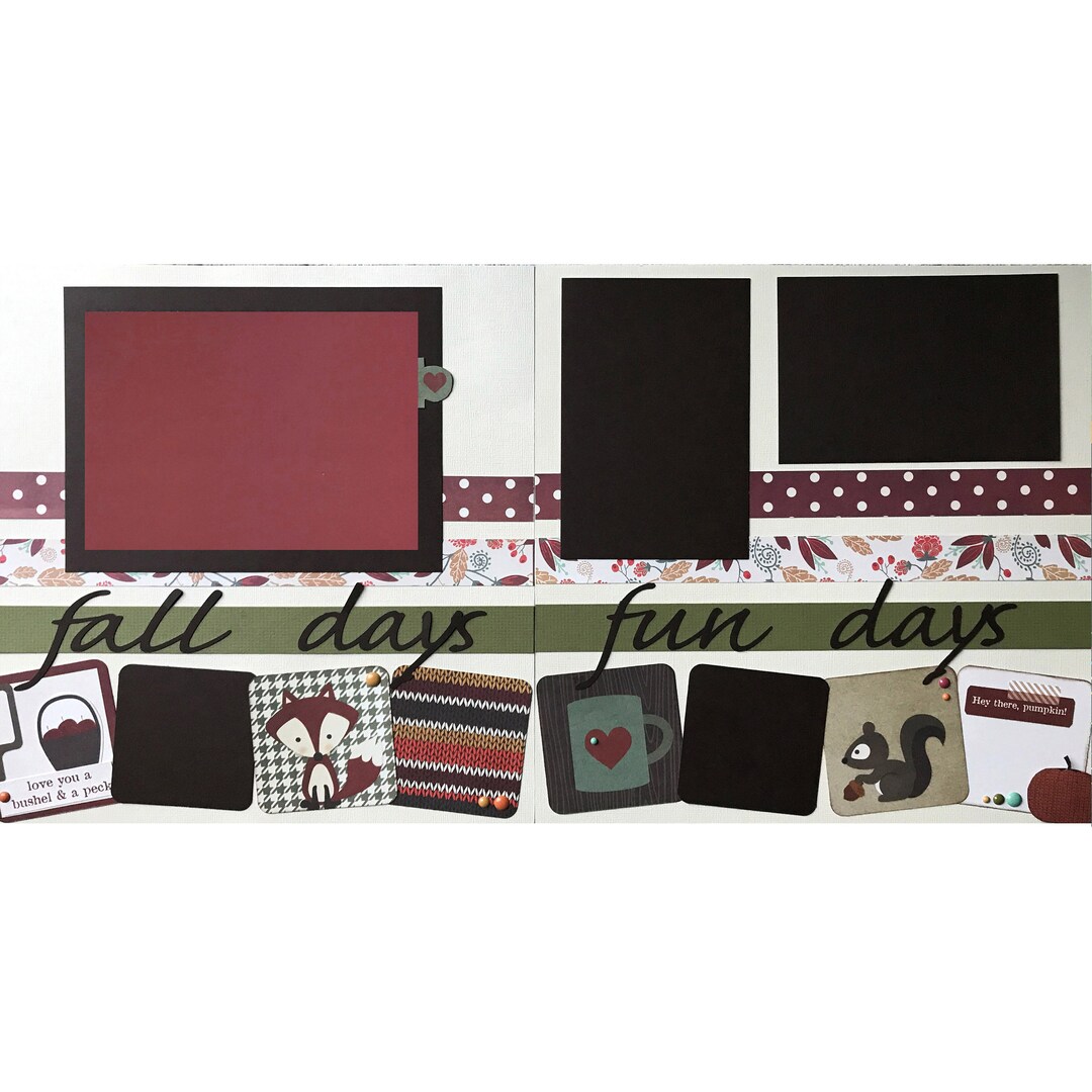 Fall Days 12x12 Scrapbook Page Layout Kit, Precut Scrapbooking Page Kit ...