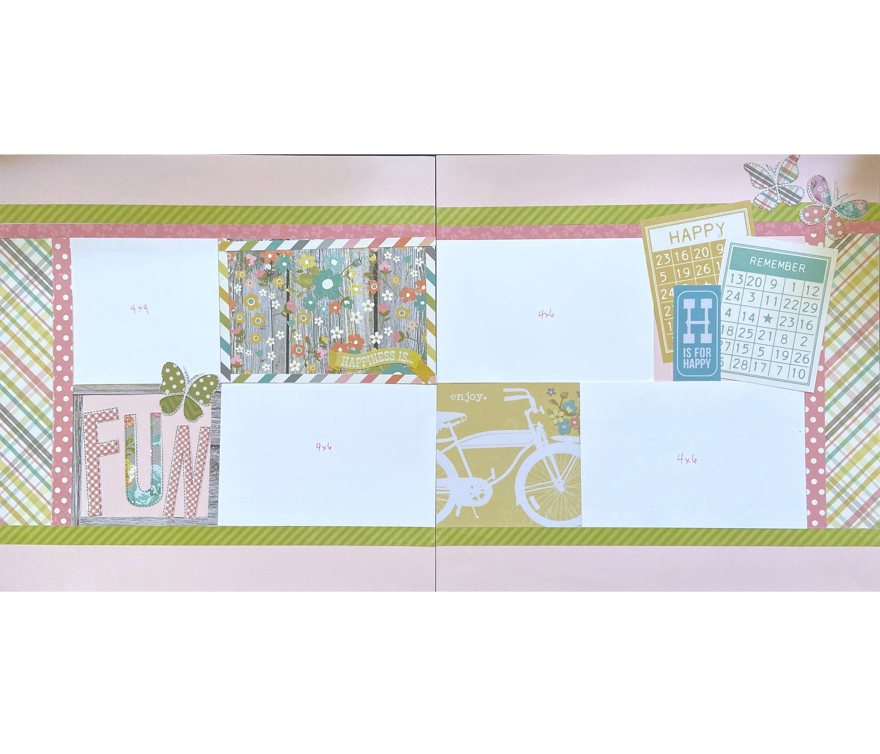 Cute 12x12 Scrapbook Page Layout Kit Precut Scrapbooking Page - Etsy